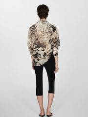 Mango Cream 100% Cotton Semi Transparent Animal Print Shirt - Image 2 of 8