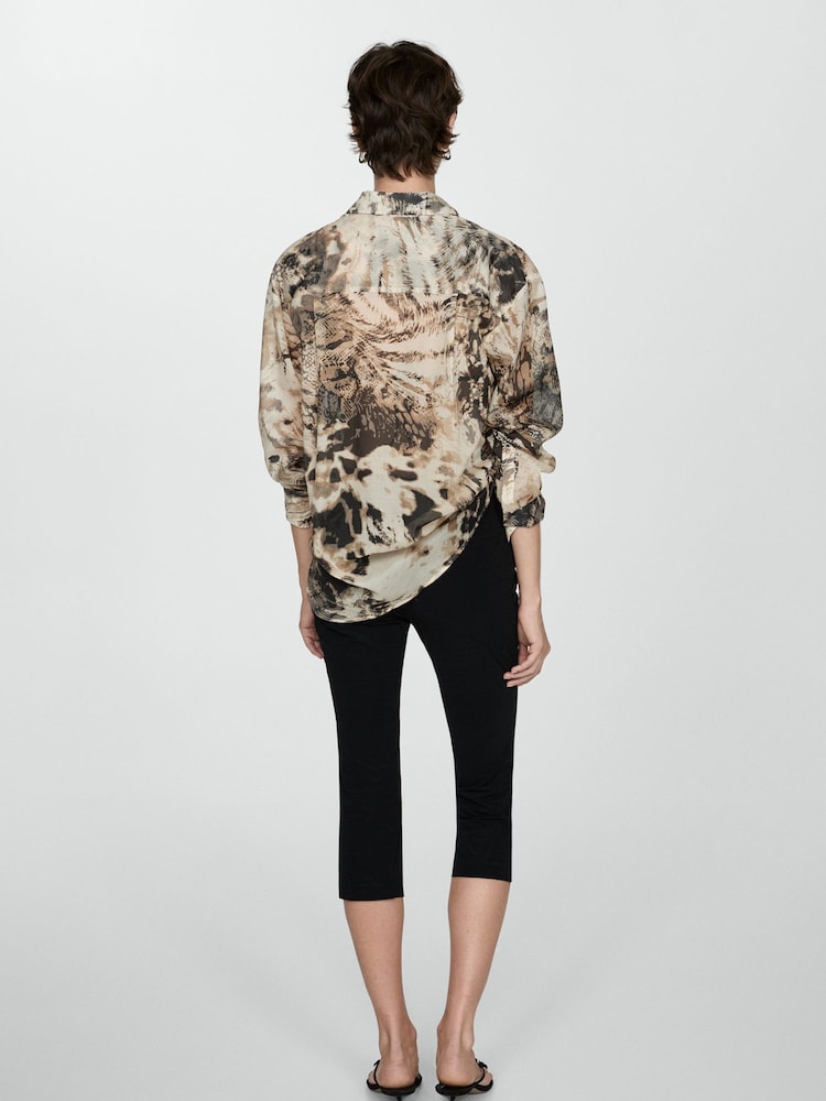 Mango Cream 100% Cotton Semi Transparent Animal Print Shirt - Image 2 of 8