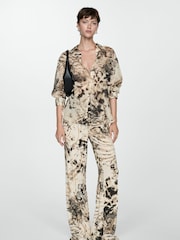 Mango Cream 100% Cotton Semi Transparent Animal Print Shirt - Image 3 of 8