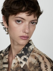Mango Cream 100% Cotton Semi Transparent Animal Print Shirt - Image 7 of 8