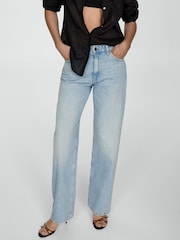 Mango Blue Miami Medium-Rise Straight Fit 100% Cotton Jeans - Image 1 of 7