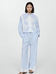 Mango Blue Embroidery Striped Shirt - Image 2 of 7