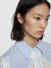 Mango Blue Embroidery Striped Shirt - Image 5 of 7