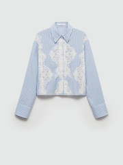 Mango Blue Embroidery Striped Shirt - Image 6 of 7