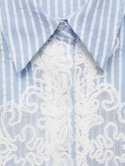 Mango Blue Embroidery Striped Shirt - Image 7 of 7
