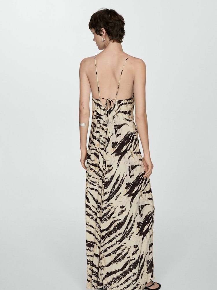Mango Cream Long Animal Print Dress - Image 2 of 9