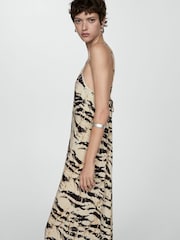 Mango Cream Long Animal Print Dress - Image 3 of 9