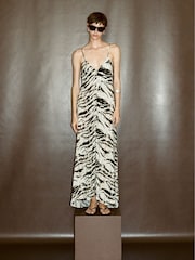 Mango Cream Long Animal Print Dress - Image 6 of 9