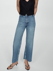 Mango Blue Catherin Culotte High Waist Jeans - Image 1 of 10