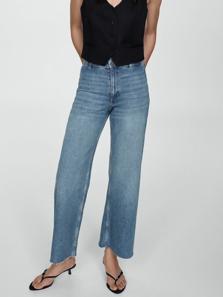 Mango Blue Catherin Culotte High Waist Jeans - Image 1 of 10