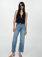 Mango Blue Catherin Culotte High Waist Jeans - Image 3 of 10