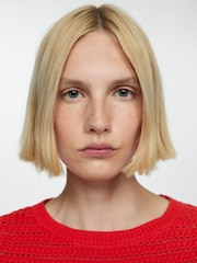 Mango Red Knitted 100% Cotton Sweater With Openwork Details - Image 5 of 7