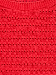 Mango Red Knitted 100% Cotton Sweater With Openwork Details - Image 7 of 7