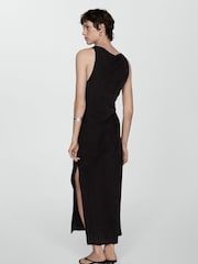 Mango Black Cupro Dress With Side Opening - Image 2 of 8