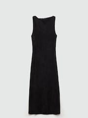Mango Black Cupro Dress With Side Opening - Image 6 of 8