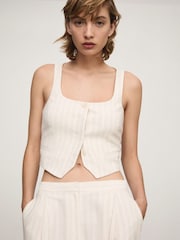 Mango Cream Striped Suit Waistcoat - Image 1 of 8