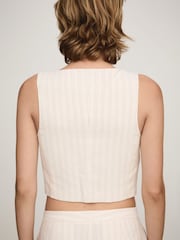 Mango Cream Striped Suit Waistcoat - Image 2 of 8