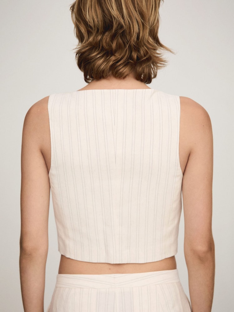 Mango Cream Striped Suit Waistcoat - Image 2 of 8