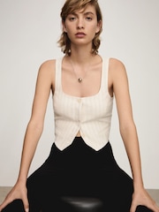 Mango Cream Striped Suit Waistcoat - Image 4 of 8
