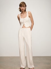 Mango Cream Striped Suit Waistcoat - Image 6 of 8