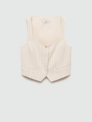 Mango Cream Striped Suit Waistcoat - Image 7 of 8