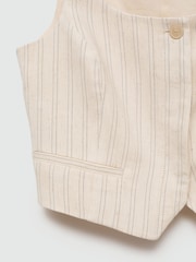Mango Cream Striped Suit Waistcoat - Image 8 of 8