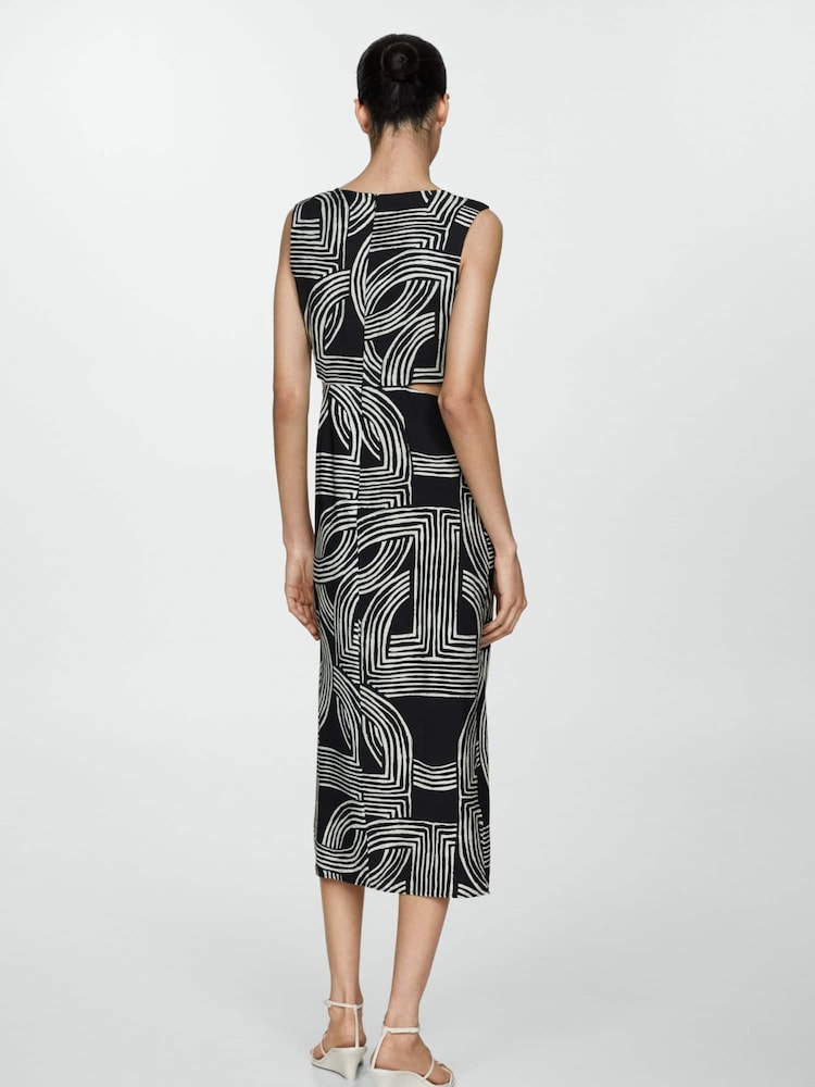 Mango Black Printed Dress With Openings - Image 2 of 5