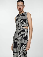 Mango Black Printed Dress With Openings - Image 3 of 5