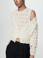 Mango Cream Crochet Knit Cardigan - Image 1 of 6