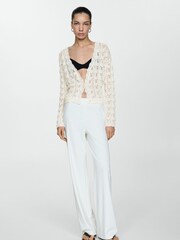 Mango Cream Crochet Knit Cardigan - Image 4 of 6