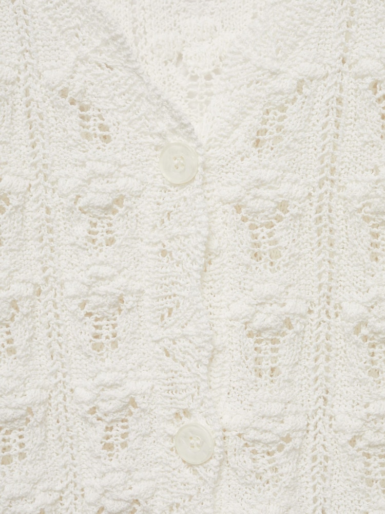 Mango Cream Crochet Knit Cardigan - Image 6 of 6