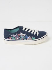 FatFace Navy Wren Embrodiered Trainers - Image 1 of 3