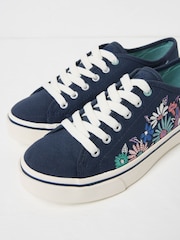 FatFace Navy Wren Embrodiered Trainers - Image 2 of 3
