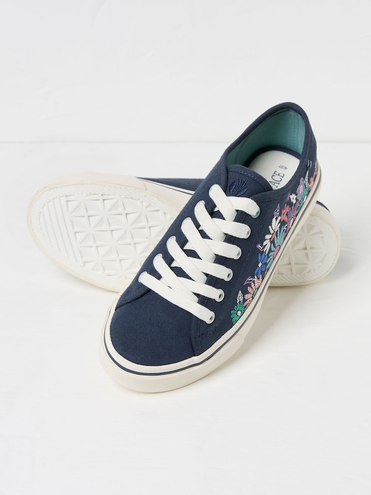 FatFace Navy Wren Embrodiered Trainers - Image 3 of 3