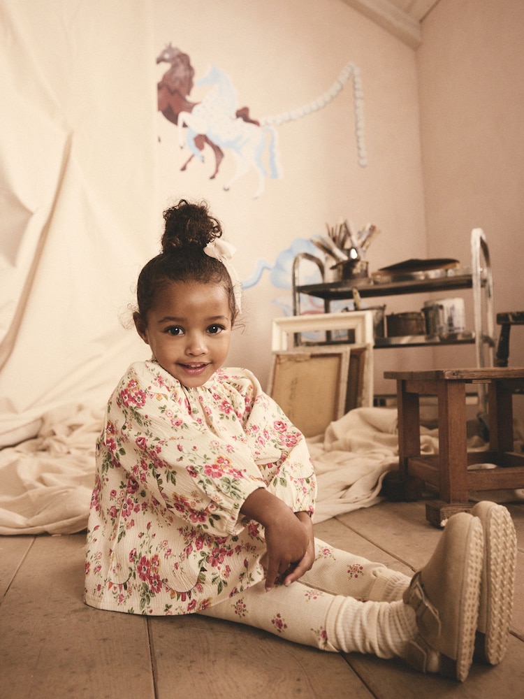 Pink/Cream Ditsy Floral Cath Kidston Blouse and Leggings Set (3mths-7yrs) - Image 3 of 9