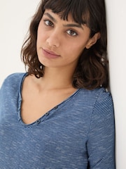 FatFace Porter Blue Stripe 100% Cotton T-Shirt - Image 3 of 4