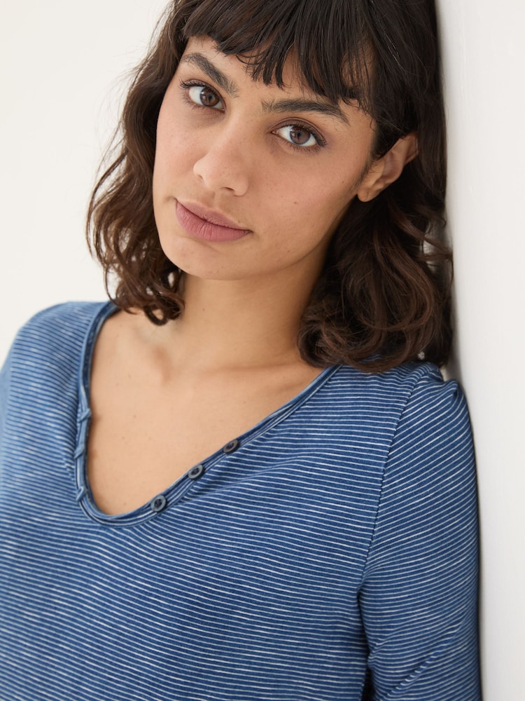 FatFace Porter Blue Stripe 100% Cotton T-Shirt - Image 3 of 4