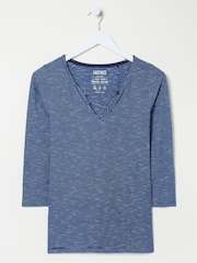 FatFace Porter Blue Stripe 100% Cotton T-Shirt - Image 4 of 4