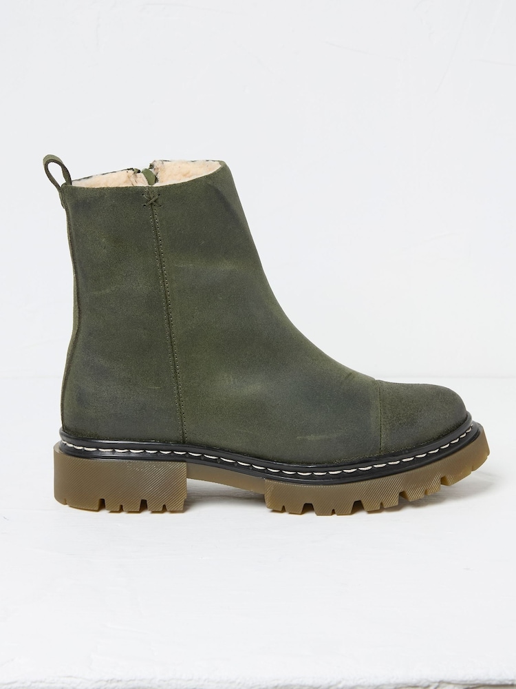 FatFace Winslie Khaki Green Chunky Boots - Image 1 of 3