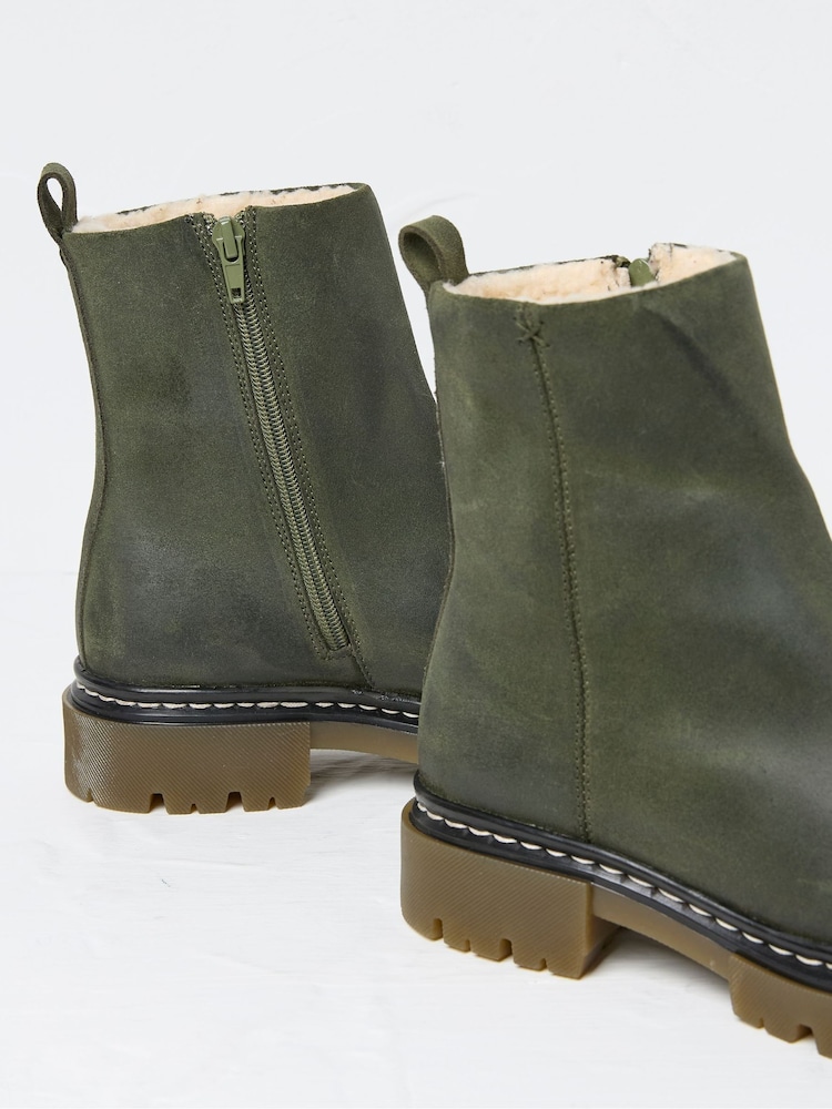 FatFace Winslie Khaki Green Chunky Boots - Image 2 of 3