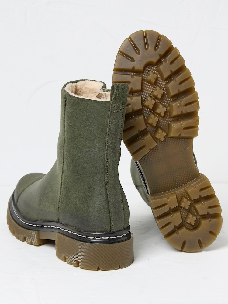 FatFace Winslie Khaki Green Chunky Boots - Image 3 of 3