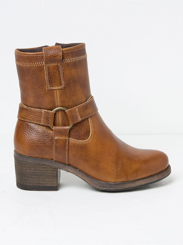 FatFace Hazel Tan Brown Mid Heel Boots - Image 1 of 3