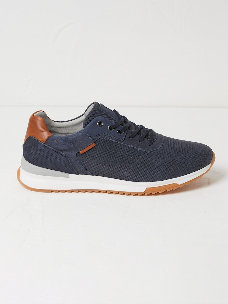 FatFace Wells Blue Leather Trainers - Image 1 of 3