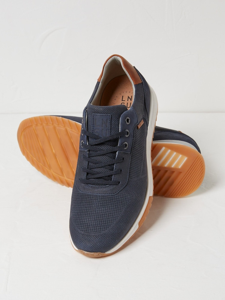 FatFace Wells Blue Leather Trainers - Image 2 of 3