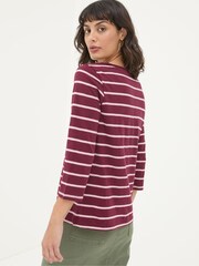 FatFace Porter Red Organic Cotton Stripe T-Shirt - Image 2 of 6