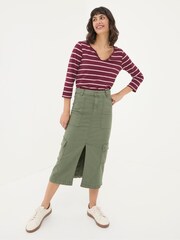 FatFace Porter Red Organic Cotton Stripe T-Shirt - Image 3 of 6