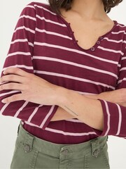 FatFace Porter Red Organic Cotton Stripe T-Shirt - Image 5 of 6