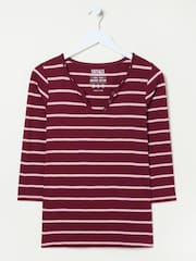 FatFace Porter Red Organic Cotton Stripe T-Shirt - Image 6 of 6
