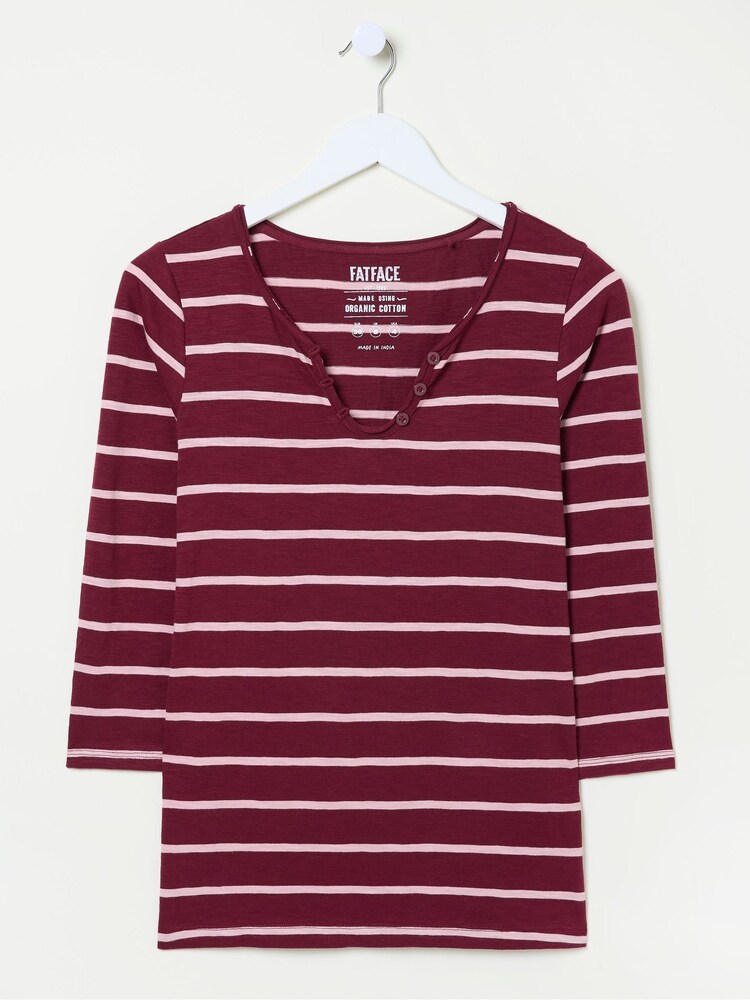 FatFace Porter Red Organic Cotton Stripe T-Shirt - Image 6 of 6