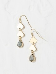 FatFace Gold Tone Fan Drop Earrings - Image 1 of 2